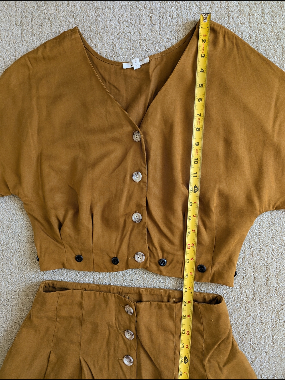 Button-Front Wide Leg Jumpsuit in Mustard - Picture 10 of 14